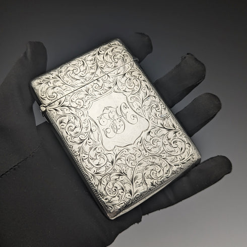 1900年 英国アンティーク 純銀製カードケース 79g Henry Pope
